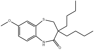 1,5-Benzothiazepin-4(5H)-one, 3,3-dibutyl-2,3-dihydro-8-methoxy- Struktur