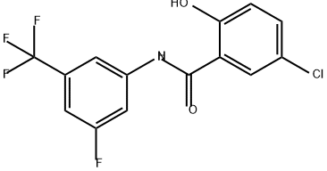 Benzamide, 5-chloro-N-[3-fluoro-5-(trifluoromethyl)phenyl]-2-hydroxy-,439144-75-9,结构式