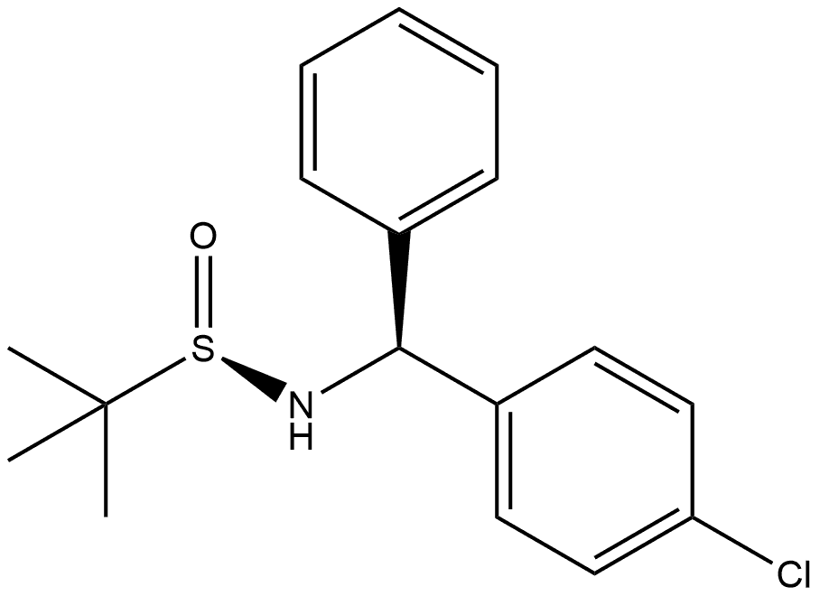 2-Propanesulfinamide, N-[(S)-(4-chlorophenyl)phenylmethyl]-2-methyl-, [S(R)]- 结构式