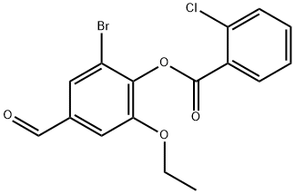 2-Bromo-6-ethoxy-4-formylphenyl 2-chlorobenzoate 结构式