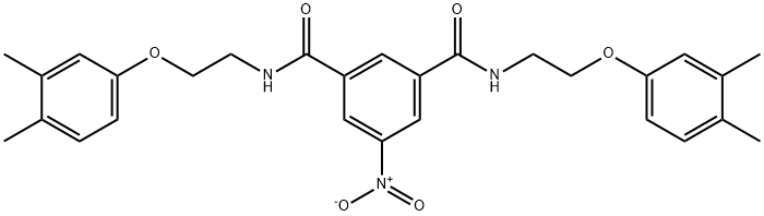 1-N,3-N-bis[2-(3,4-dimethylphenoxy)ethyl]-5-nitrobenzene-1,3-dicarboxamide Struktur