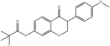 Propanoic acid, 2,2-dimethyl-, 3,4-dihydro-3-(4-methoxyphenyl)-4-oxo-2H-1-benzopyran-7-yl ester Struktur