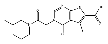 Thieno[2,3-d]pyrimidine-6-carboxylic acid, 3,4-dihydro-5-methyl-3-[2-(3-methyl-1-piperidinyl)-2-oxoethyl]-4-oxo- 结构式