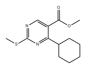 5-Pyrimidinecarboxylic acid, 4-cyclohexyl-2-(methylthio)-, methyl ester,452097-43-7,结构式