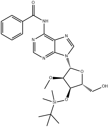 Adenosine, N-benzoyl-3'-O-[(1,1-dimethylethyl)dimethylsilyl]-2'-O-methyl- 化学構造式