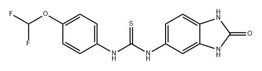 Thiourea, N'-[4-(difluoromethoxy)phenyl]-N-(2,3-dihydro-2-oxo-1H-benzimidazol-5-yl)- Struktur