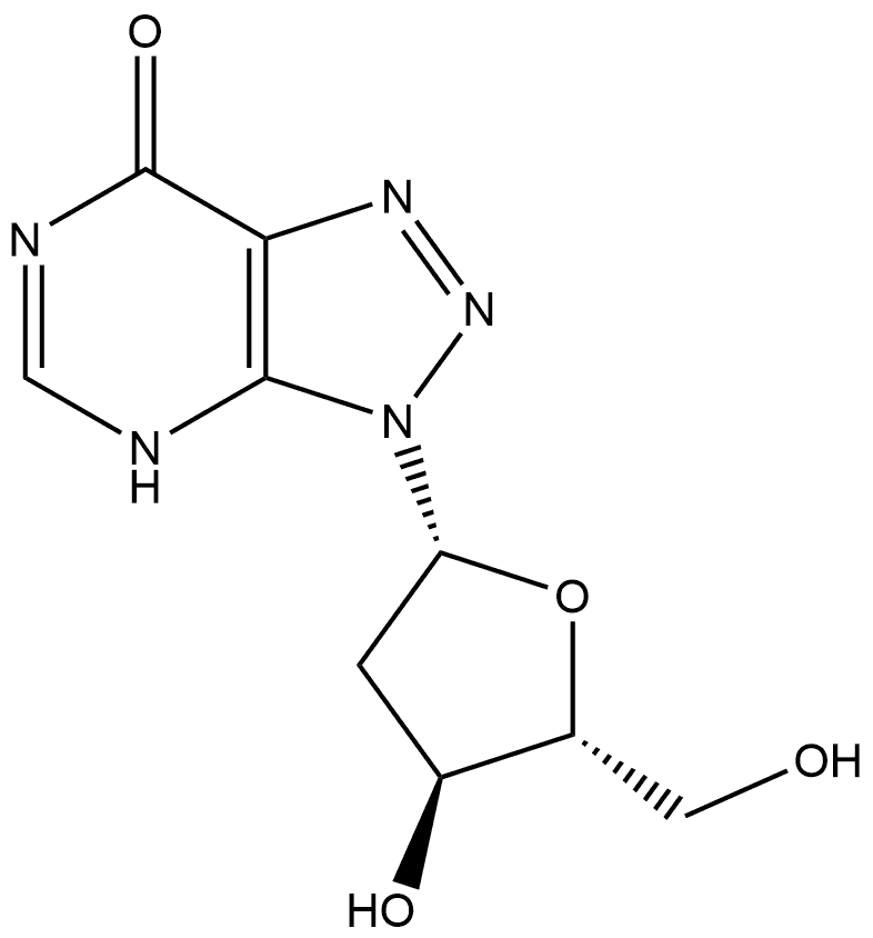 7H-1,2,3-Triazolo[4,5-d]pyrimidin-7-one, 3-(2-deoxy-β-D-erythro-pentofuranosyl)-3,4-dihydro- (9CI) 化学構造式