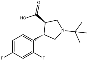 3-Pyrrolidinecarboxylic acid, 4-(2,4-difluorophenyl)-1-(1,1-dimethylethyl)-, (3R,4S)- Structure