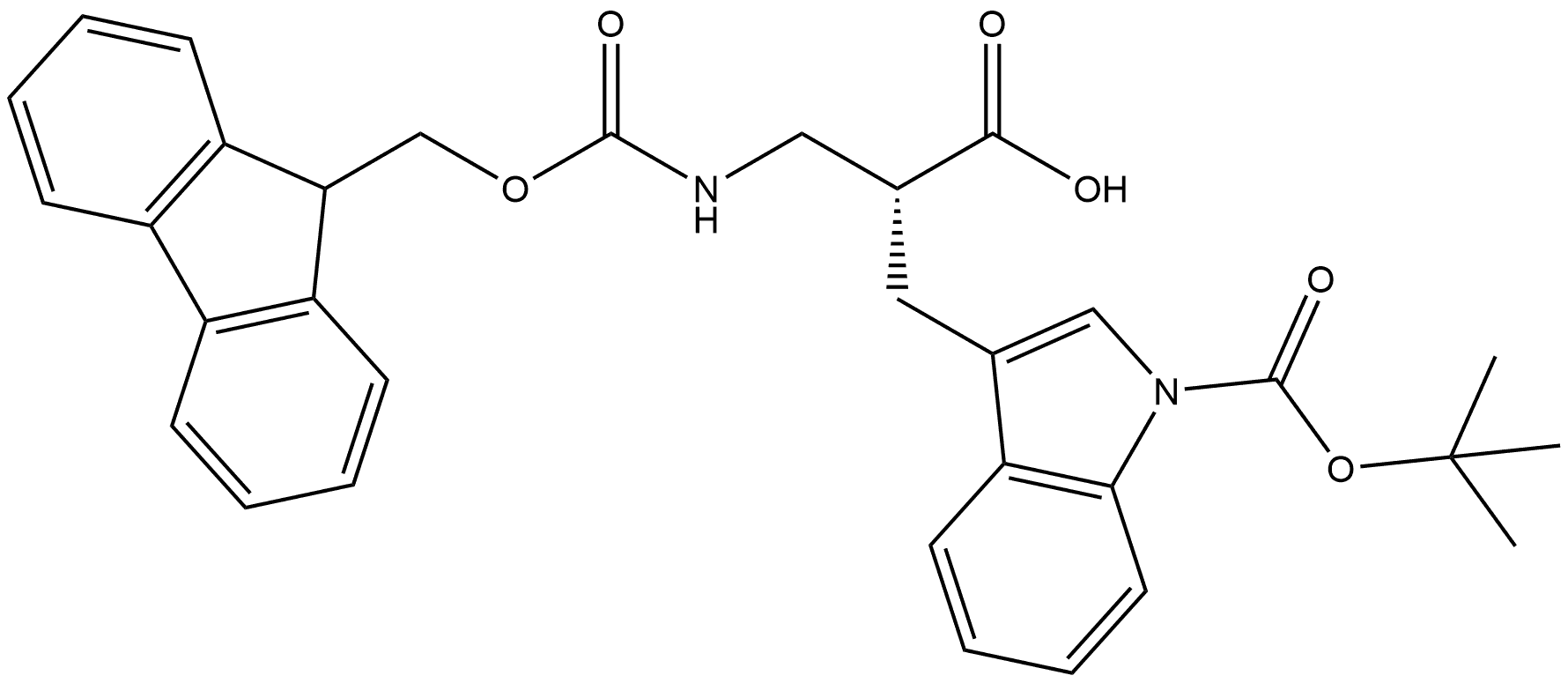 468721-48-4 1H-Indole-3-propanoic acid, 1-[(1,1-dimethylethoxy)carbonyl]-α-[[[(9H-fluoren-9-ylmethoxy)carbonyl]amino]methyl]-, (αR)-