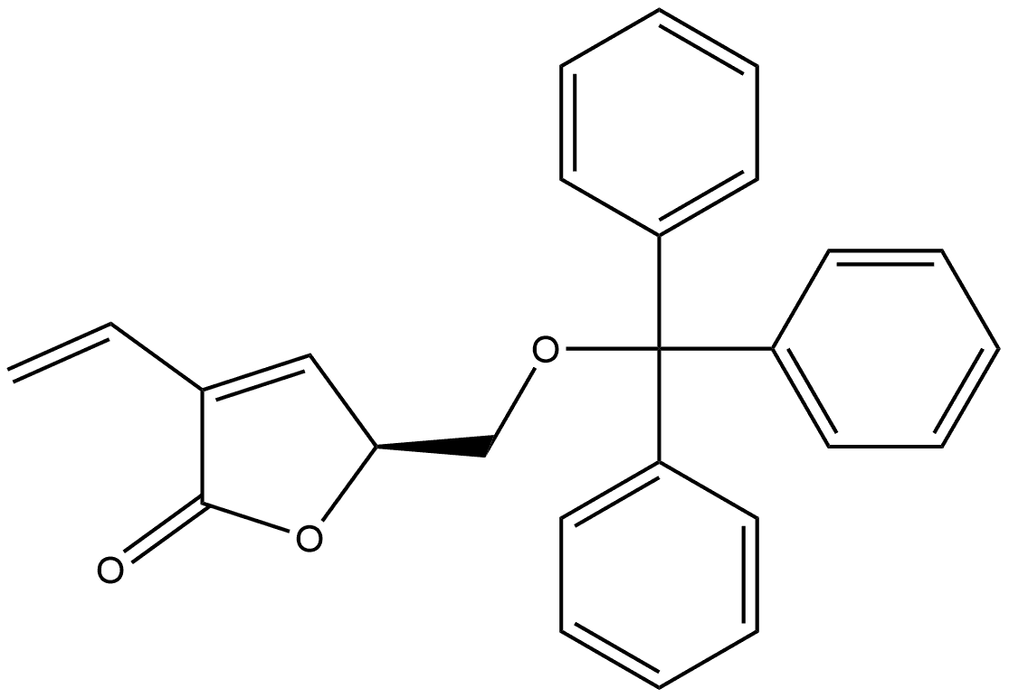 (S)-5-Trityloxymethyl-3-vinyl-5H-furan-2-one 化学構造式