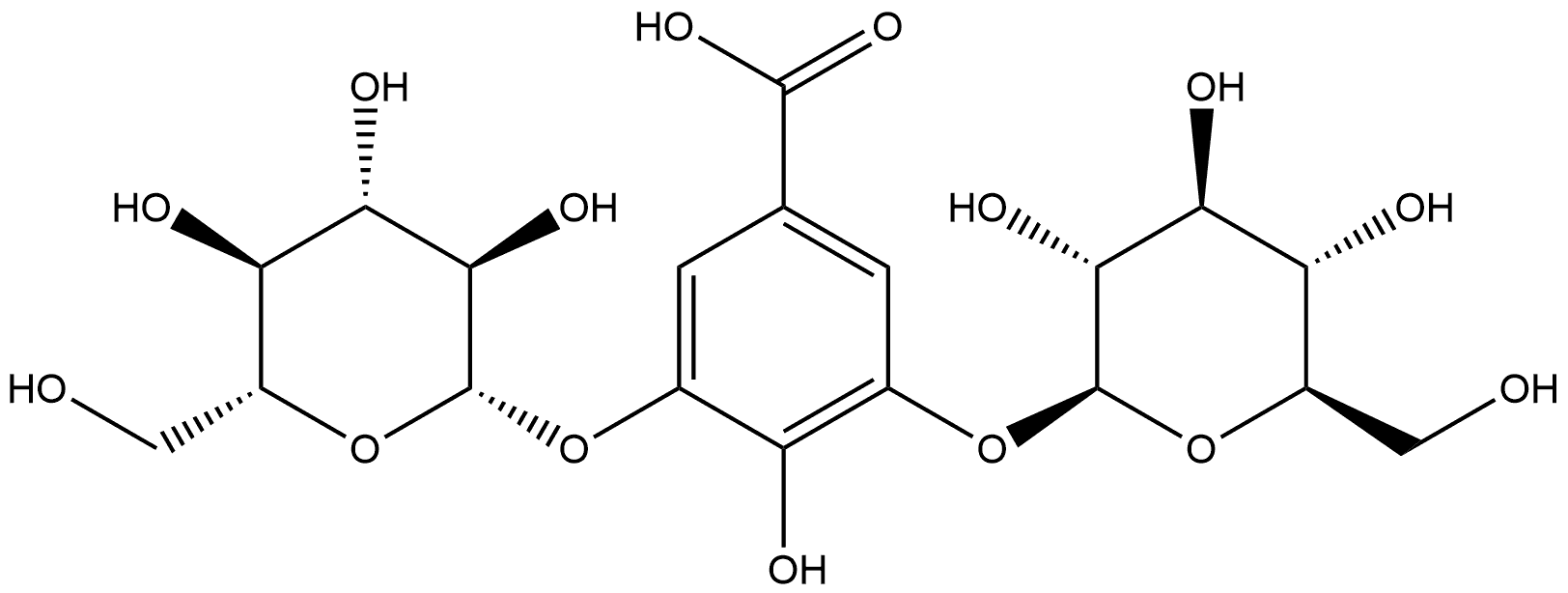 THBG,二葡糖基棓酸,TRIHYDROXYBENZOIC ACID GLUCOSIDE (THBG), 474111-84-7, 结构式