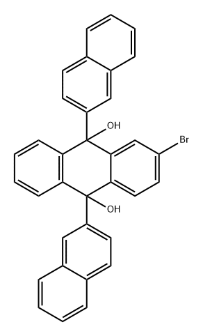 9,10-Anthracenediol, 2-bromo-9,10-dihydro-9,10-di-2-naphthalenyl- 化学構造式
