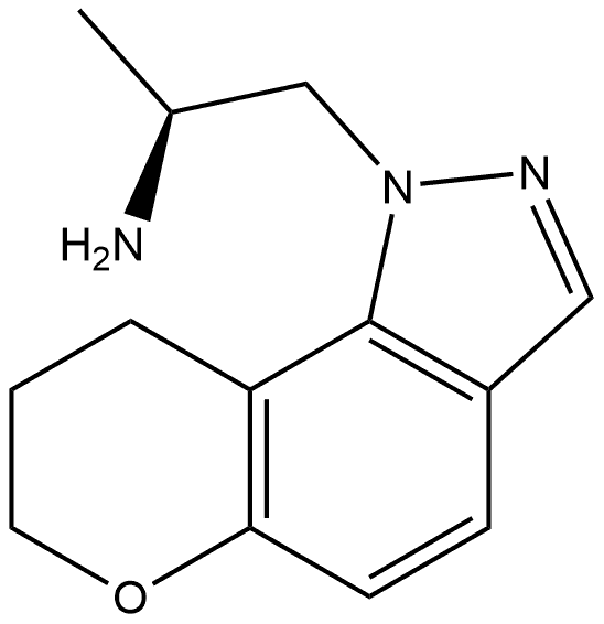 Pyrano[2,3-g]indazole-1(7H)-ethanamine, 8,9-dihydro-α-methyl-, (αS)-,478132-11-5,结构式