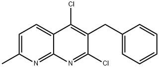 1,8-Naphthyridine, 2,4-dichloro-7-methyl-3-(phenylmethyl)- 结构式