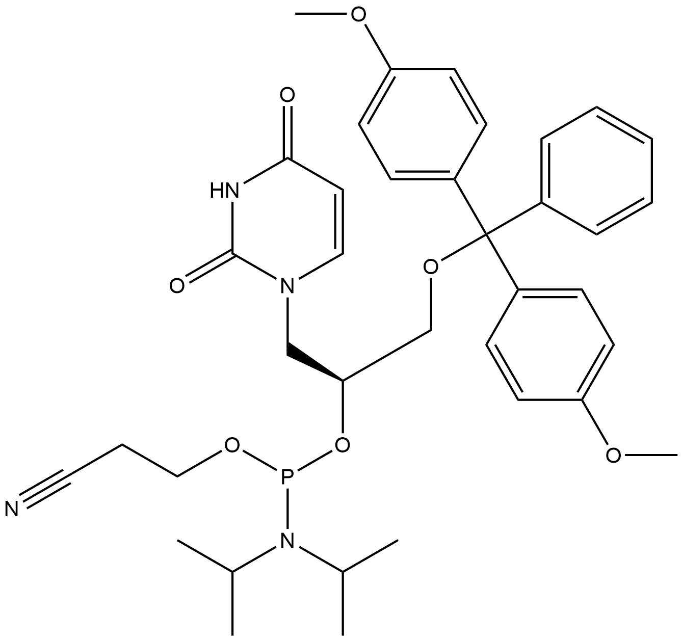 (S)-GNA-U-phosphoramidite, 494784-15-5, 结构式