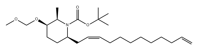 1-Piperidinecarboxylic acid, 6-(2Z)-2,11-dodecadien-1-yl-3-(methoxymethoxy)-2-methyl-, 1,1-dimethylethyl ester, (2R,3R,6R)- Struktur