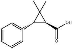 Cyclopropanecarboxylic acid, 2,2-dimethyl-3-phenyl-, (1S,3S)- Structure