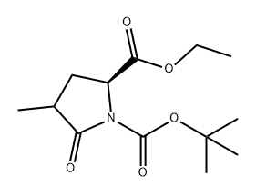 1,2-Pyrrolidinedicarboxylic acid, 4-methyl-5-oxo-, 1-(1,1-dimethylethyl) 2-ethyl ester, (2S)- 化学構造式