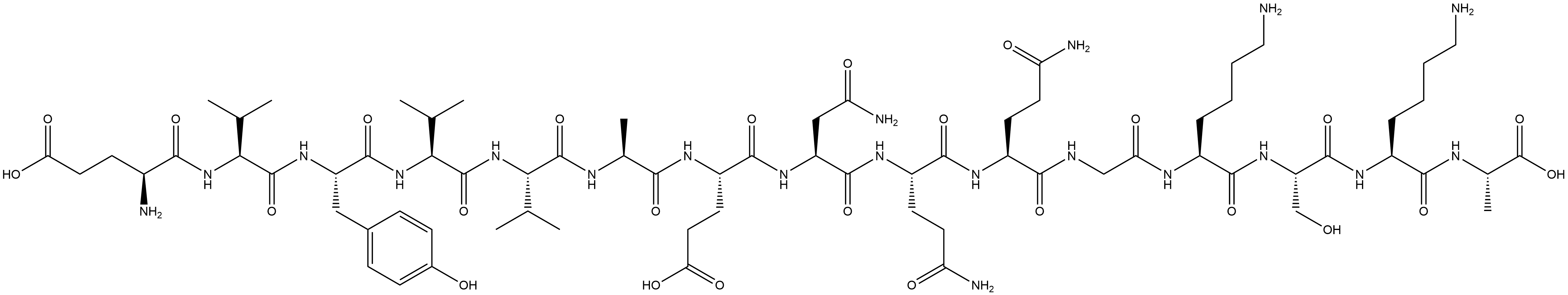 L-Alanine, L-α-glutamyl-L-valyl-L-tyrosyl-L-valyl-L-valyl-L-alanyl-L-α-glutamyl-L-asparaginyl-L-glutaminyl-L-glutaminylglycyl-L-lysyl-L-seryl-L-lysyl- 化学構造式