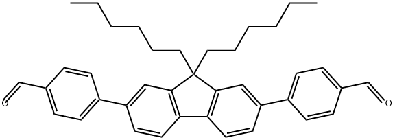 Benzaldehyde, 4,4'-(9,9-dihexyl-9H-fluorene-2,7-diyl)bis- 化学構造式