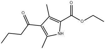 1H-Pyrrole-2-carboxylic acid, 3,5-dimethyl-4-(1-oxobutyl)-, ethyl ester Struktur