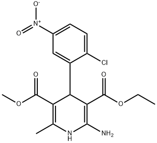 3,5-Pyridinedicarboxylic acid, 2-amino-4-(2-chloro-5-nitrophenyl)-1,4-dihydro-6-methyl-, 3-ethyl 5-methyl ester Structure