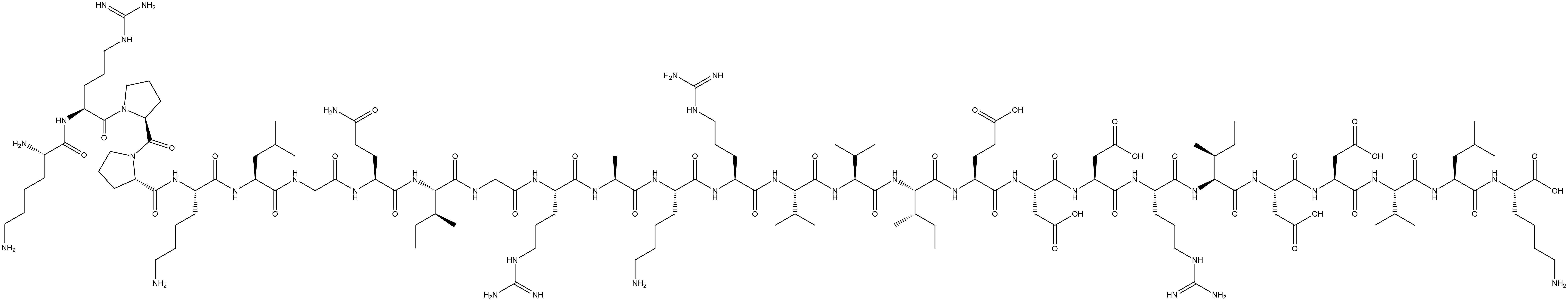 L-Lysine, L-lysyl-L-arginyl-L-prolyl-L-prolyl-L-lysyl-L-leucylglycyl-L-glutaminyl-L-isoleucylglycyl-L-arginyl-L-alanyl-L-lysyl-L-arginyl-L-valyl-L-valyl-L-isoleucyl-L-α-glutamyl-L-α-aspartyl-L-α-aspartyl-L-arginyl-L-isoleucyl-L-α-aspartyl-L-α-aspartyl-L-valyl-L-leucyl- Structure