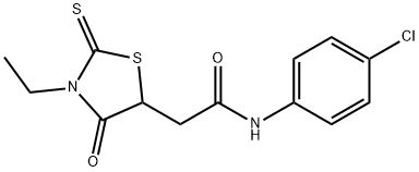 N-(4-Chlorophenyl)-3-ethyl-4-oxo-2-thioxo-5-thiazolidineacetamide 化学構造式