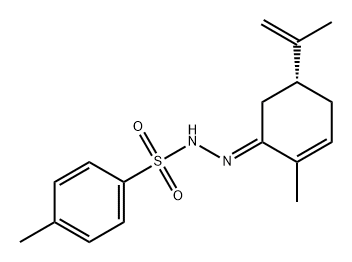 Benzenesulfonic acid, 4-methyl-, (2E)-[(5R)-2-methyl-5-(1-methylethenyl)-2-cyclohexen-1-ylidene]hydrazide (9CI) Struktur