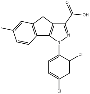 1-(2,4-DICHLOROPHENYL)-6-METHYL-1,4-DIHYDROINDENO[1,2-C]PYRAZOLE-3-CARBOXYLIC ACID 结构式