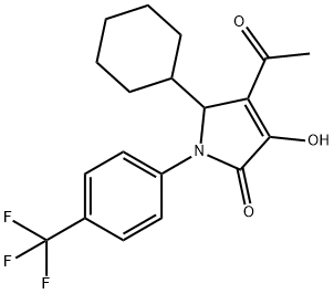 2H-Pyrrol-2-one, 4-acetyl-5-cyclohexyl-1,5-dihydro-3-hydroxy-1-[4-(trifluoromethyl)phenyl]- Structure