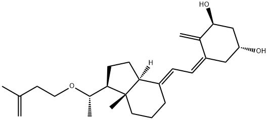 1,3-Cyclohexanediol, 4-methylene-5-[(2E)-2-[(1S,3aS,7aS)-octahydro-7a-methyl-1-[(1S)-1-[(3-methyl-3-buten-1-yl)oxy]ethyl]-4H-inden-4-ylidene]ethylidene]-, (1R,3S,5Z)- Struktur