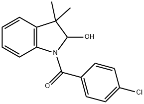 Methanone, (4-chlorophenyl)(2,3-dihydro-2-hydroxy-3,3-dimethyl-1H-indol-1-yl)- 化学構造式