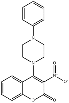 3-Nitro-4-(4-phenylpiperazin-1-yl)-2H-chromen-2-one 化学構造式