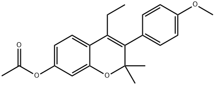 4-エチル-3-(4-メトキシフェニル)-2,2-ジメチル-2H-クロメン-7-イル アセタート 化学構造式