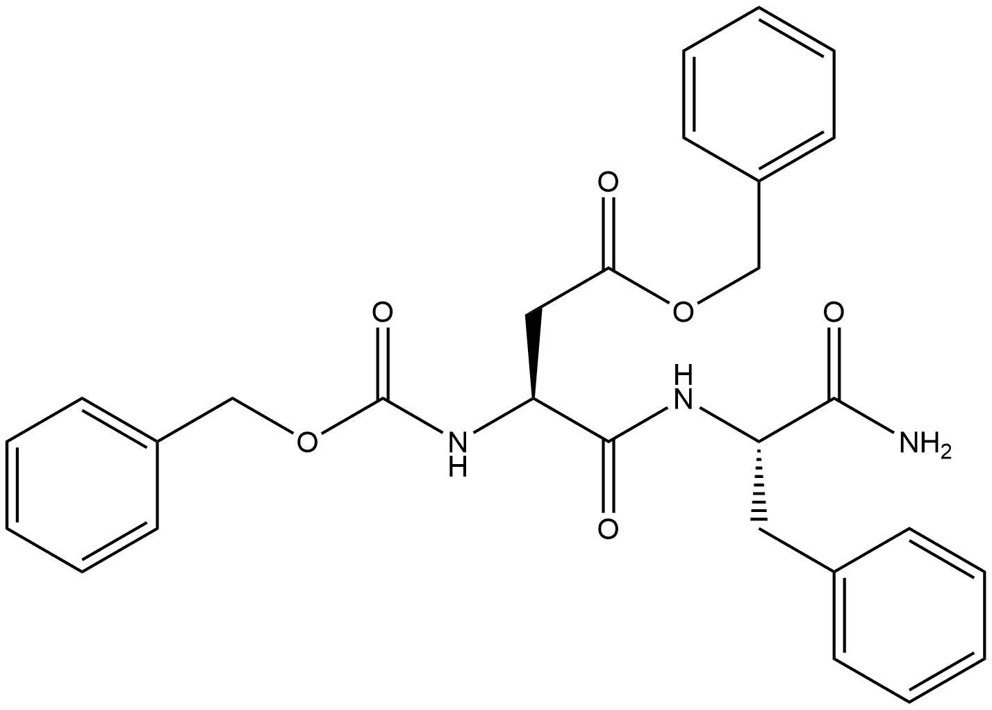 L-Phenylalaninamide, N-[(phenylmethoxy)carbonyl]-L-α-aspartyl-, phenylmethyl ester Structure