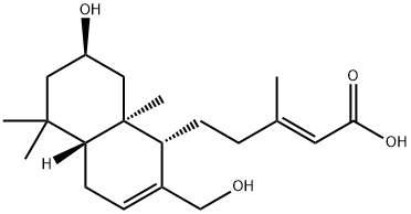 2-Pentenoic acid, 3-methyl-5-[(1S,4aR,7R,8aR)-1,4,4a,5,6,7,8,8a-octahydro-7-hydroxy-2-(hydroxymethyl)-5,5,8a-trimethyl-1-naphthalenyl]-, (2E)-,52914-34-8,结构式