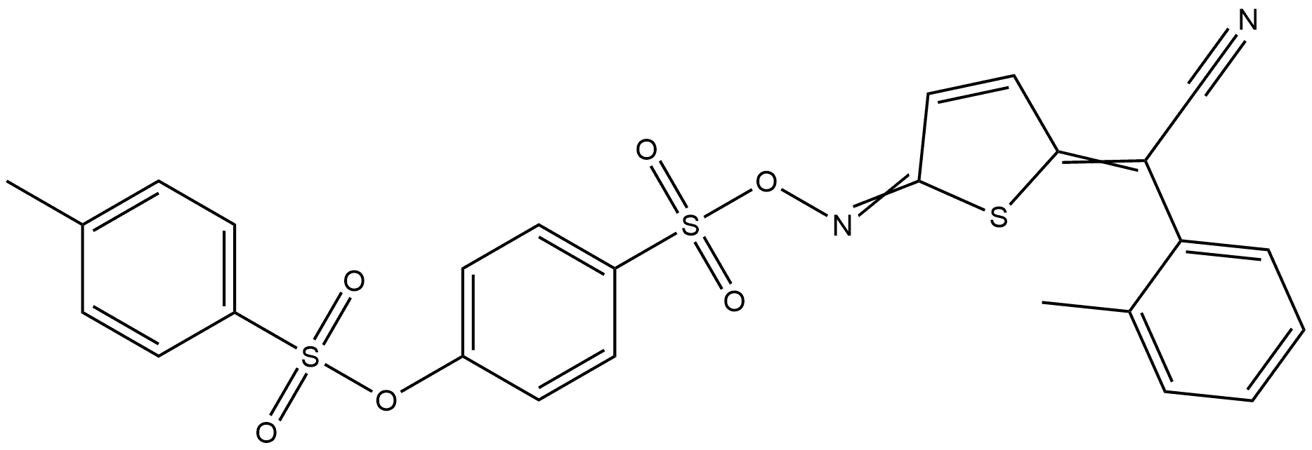 2-Methyl-α-[5-[[[[4-[[(4-methylphenyl)sulfonyl]oxy]phenyl]sulfonyl]oxy]imino]-2(5H)-thienylidene]benzeneacetonitrile,532411-49-7,结构式