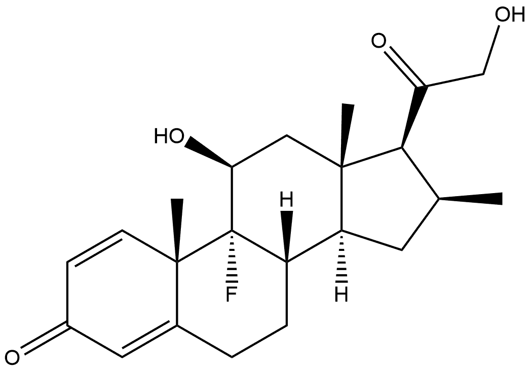 11β,21-Dihydroxy-9α-fluoro-16β-methyl-1,4-pregnadiene-3,20-dione 化学構造式