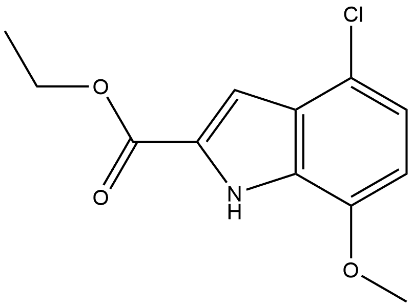 4-氯-7-甲氧基吲哚-2-甲酸乙酯 结构式