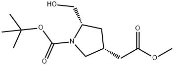 3-Pyrrolidineacetic acid, 1-[(1,1-dimethylethoxy)carbonyl]-5-(hydroxymethyl)-, methyl ester, (3R,5S)-,540501-60-8,结构式