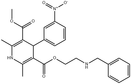 3,5-Pyridinedicarboxylic acid, 1,4-dihydro-2,6-dimethyl-4-(3-nitrophenyl)-, 3-methyl 5-[2-[(phenylmethyl)amino]ethyl] ester Struktur