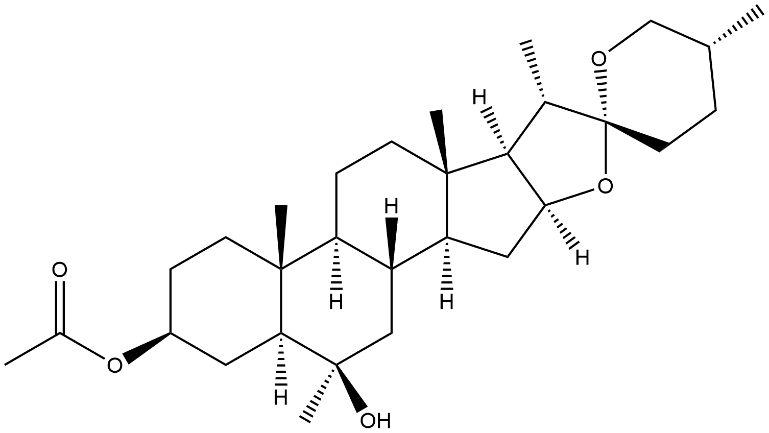 Spirostan-3,6-diol, 6-methyl-, 3-acetate, (3β,5α,6β,25R)- (9CI) Structure