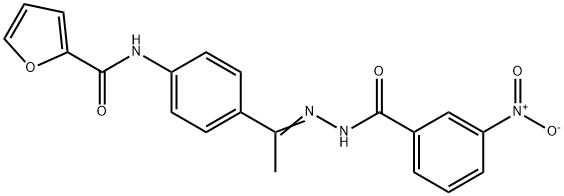 N-[4-[(E)-C-methyl-N-[(3-nitrobenzoyl)amino]carbonimidoyl]phenyl]furan-2-carboxamide Structure