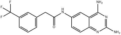 N-(2,4-Diaminoquinazolin-6-yl)-2-(3-(trifluoromethyl)phenyl)acetamide Struktur