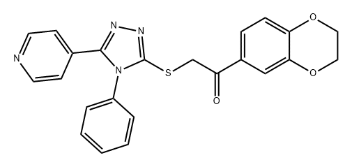 Ethanone, 1-(2,3-dihydro-1,4-benzodioxin-6-yl)-2-[[4-phenyl-5-(4-pyridinyl)-4H-1,2,4-triazol-3-yl]thio]- Struktur