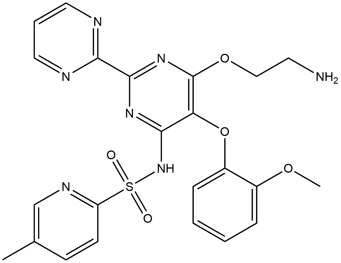 N-[6-(2-Aminoethoxy)-5-(2-methoxyphenoxy)[2,2′-bipyrimidin]-4-yl]-5-methyl-2-pyridinesulfonamide 结构式
