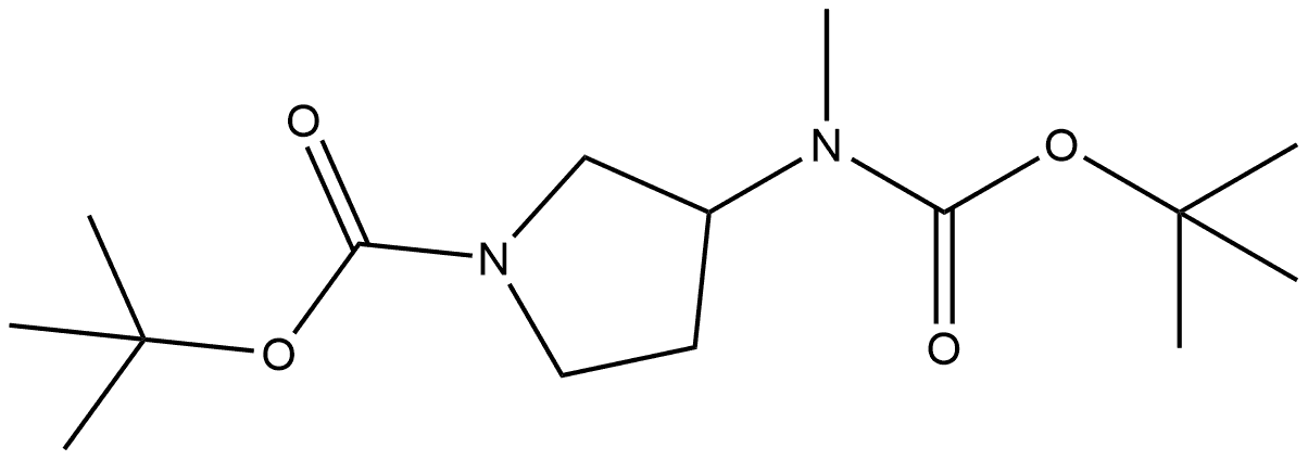 1-Pyrrolidinecarboxylic acid, 3-[[(1,1-dimethylethoxy)carbonyl]methylamino]-, 1,1-dimethylethyl ester,556824-86-3,结构式