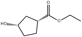 Cyclopentanecarboxylic acid, 3-hydroxy-, ethyl ester, cis- (9CI) Structure