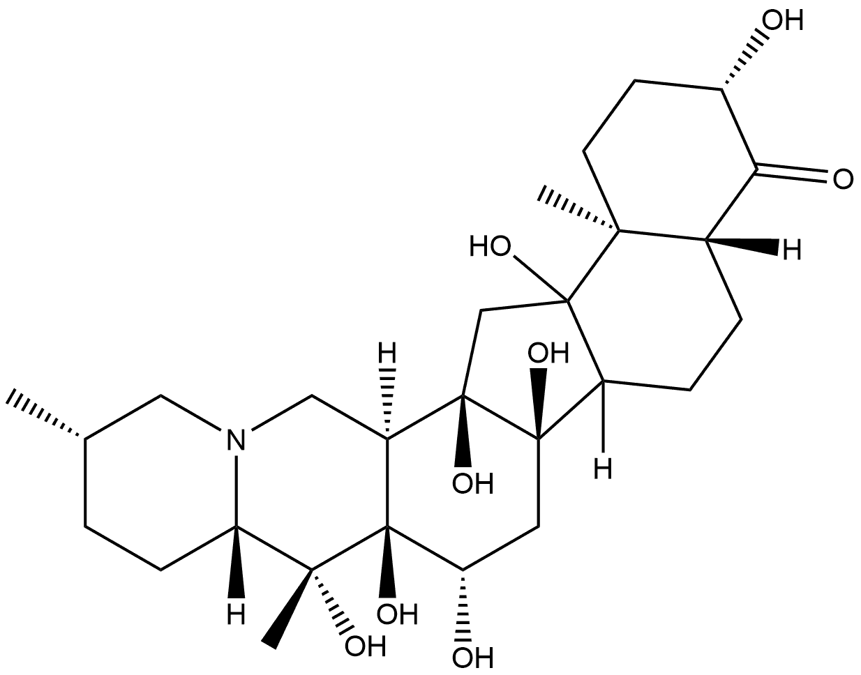 Cevan-4-one, 3,9,12,14,16,17,20-heptahydroxy-, (3β,5α,16β)- (9CI) Structure